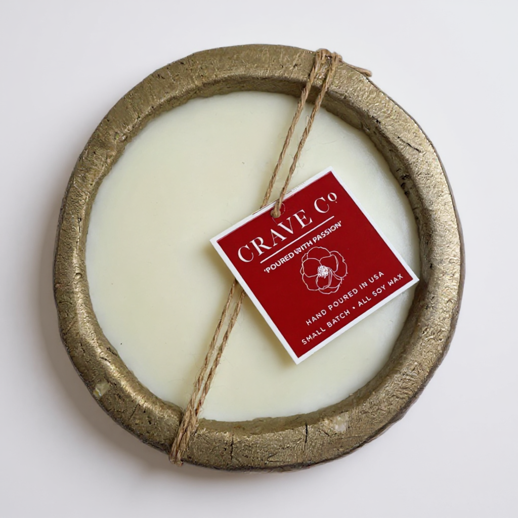 Hand Carved Wood Round Dough Bowl - Champagne