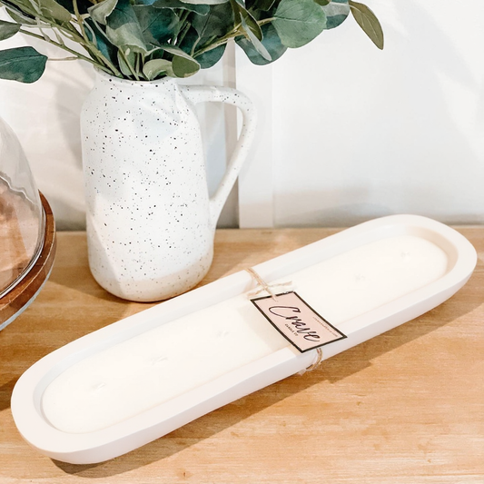 Hand Carved Wood Dough Bowl White   [LG]