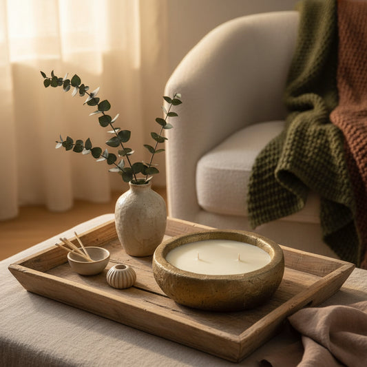 Hand Carved Wood Round Dough Bowl - Champagne