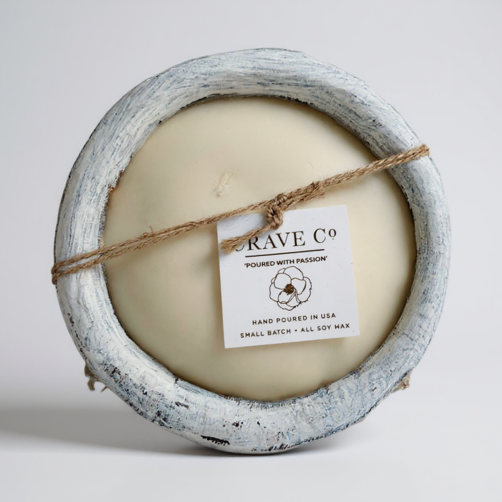 Hand Carved Wood Round Dough Bowl - white