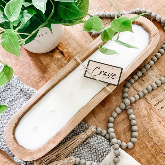 Hand Carved Wood Dough Bowl [LG]-Crave Candles